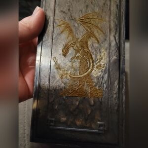 Custom Purple Metallic Grey divided trinket box Gold dragon laser engraved Top